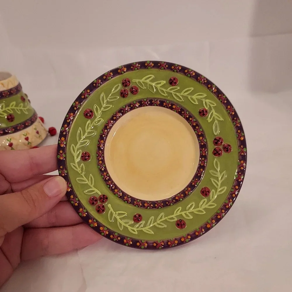 Yankee Candle Christmas Jingle Bell & Quilt Small Jar Shade and Matching Plate